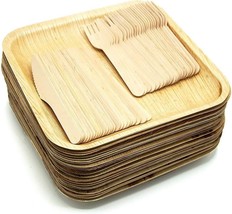 25 Pack 6&quot; Square Palm Leaf Dinner Plate Compostable Disposable Premium ... - £29.08 GBP