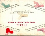 From A Bell Who Loves You Applique Fabric Bows 1910s DB Postcard - £10.14 GBP