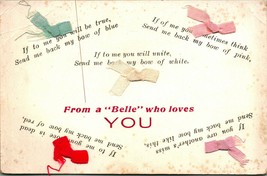 From A Bell Who Loves You Applique Fabric Bows 1910s DB Postcard - £10.24 GBP