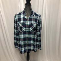 Express Shirt Womens Size XS  Blue Magenta Plaid Button Down Long Sleeve - $14.70