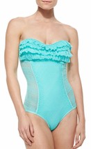 Juicy Couture 1PC Prima Donna Ruffle Lace Bandeau Swimsuit Aqua Sky XS*NWT$151 - £44.58 GBP