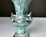 Antique Porcelain Trophy Style Vase Green Gold Brushed Wear 6in Tall 3in... - $30.00