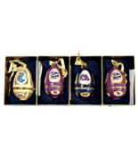 4 Vintage Musical Egg Shaped Ornament Trinket Box Church Angel Sleigh Va... - $39.99