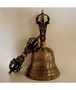 Vajrayana Ethnic Newari 5 Pronged Bronze Bell... - $149.99