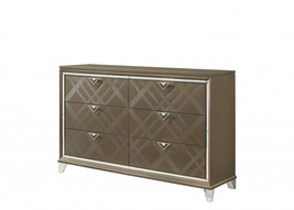 66" Champagne Solid and Manufactured Wood Six Drawer Double Dresser - $23,830.17 MXN