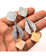 Orange Mother Of Pearl Gemstone Handmade Fashion Earrings Jewelry 2.80&quot; ... - £7.24 GBP