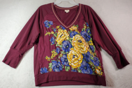 Tiny Sweater Womens Size Medium Multi Floral Knit Polyester Long Sleeve V Neck - £8.27 GBP