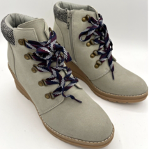Maurices Claire Gray Knit Collar Lace Up Wedge womens size 11M - $7.70