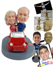 Personalized Bobblehead Nice casual couple driving  around wearing t-shirts - Mo - $239.00