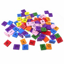 100Pcs Colorful A-Z Capital Letter Tiles Wooden Scrabble Tiles For Craft Project - £12.58 GBP
