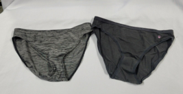 2 Pair Victorias Victoria&#39;s Secret Panties Gray Marled Black Cotton S M - $18.80