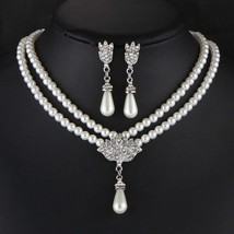 Imitation Pearl Necklace Earring Jewelry Sets Women Wedding Bridal Jewelry Elega - £10.69 GBP