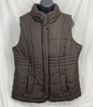 Faded Glory Outwear Size L (12-14) Women&#39;s Brown Full Zip Puffer Vest Ja... - £9.85 GBP