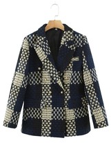 MOYATIIY Women 2022 Winter Tweed Blazer Coat Long Sleeve Thick Jacket Coat Femal - £144.34 GBP