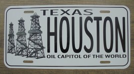 HOUSTON-TEXAS-OIL CAPITAL OF THE WORLD-OIL DERRICKS TOPPER PLATE 6X12-NEW - £14.95 GBP