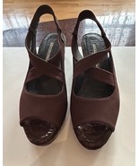 Donald J Pliner Shoes Size 7 M Sandals Wedge Slingback Brown Kisa - $26.73