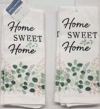 Set Of 2 Same Cotton Printed Towels(14&quot;x24&quot;)MULTICOLOR Leaves,Home Sweet Home,Tl - £9.54 GBP
