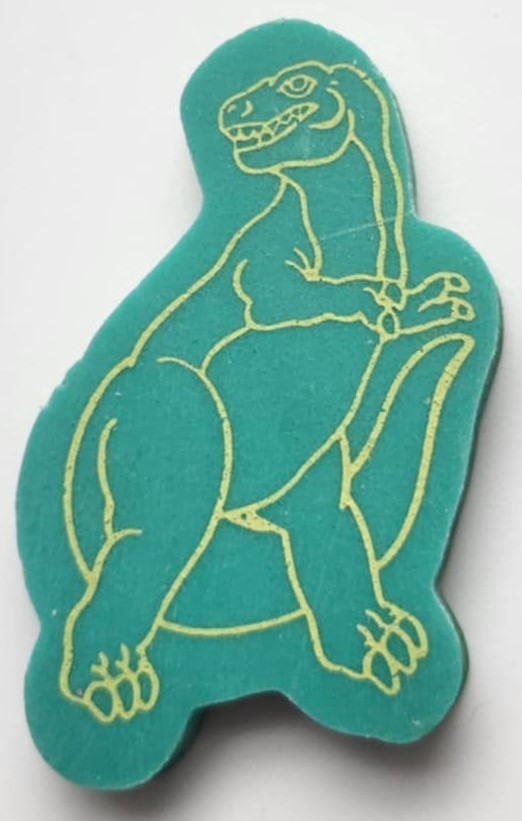 Vintage Green Flat Dinosaur Eraser Made In Taiwan  - $3.99