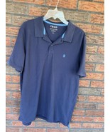 Izod Advantage Stretch Polo Shirt Large Blue Short Sleeve Top 2 Button C... - $9.50