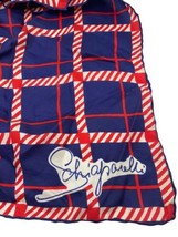 INCREDIBLE Schiaparelli Scarf 100% Silk Navy Blue Red White Nautical Sailing Vtg - £149.35 GBP