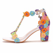 Crystal Queen Elegant High Heels 7cm Women&#39;s Banquet Sandals Platform Toe Weddin - £43.02 GBP