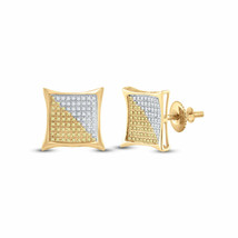 10kt Yellow Gold Mens Round Yellow Color Enhanced Diamond Square Earrings 1/2 - £299.07 GBP