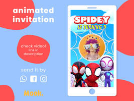 Spidey and His Amazing Friends Video Invitation Animated Digital Birthday - £10.39 GBP