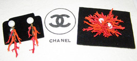 Chanel Vint. Lrg Glass Coral Branch Cluster+Pearl PIN/BROOCH/PEND.+DROP Earrings - £802.62 GBP