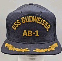 Vintage Uss Budweiser AB-1 New Era Black Snapback Farmer Trucker Hat/Cap - Usa - $18.69