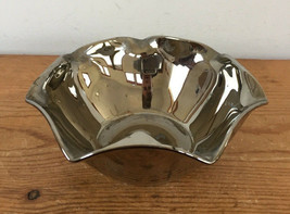 Vintage Antique Style Gun Metal Mercury Glass Bowl Hollywood Regency Decor 5.5&quot; - £31.96 GBP