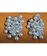 pearl and crystal cluster clip on earrings - $9.89