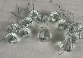Ornament Christmas 12 Teardrop Clear Crystal type Shatterproof 1.5&quot; Tall... - £7.54 GBP