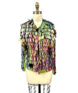 Asos Amazing Rainbow Pailettes Jacket Sparkly Women&#39;s S Rainbow Acrylic ... - £103.19 GBP