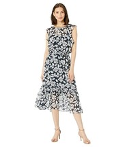 New Tommy Hilfiger Navy Blue Floral Chiffon Flare Midi Dress Size 14 $139 - £38.39 GBP