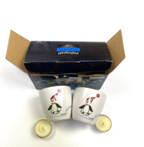 Pfaltzgraff Penguin Skate Votive Set of 2 With Tealights Boxed NEW Open Box - $23.01