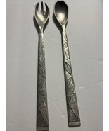 Vintage Seagull Canada Pewter Salad Fork &amp; Serving Spoon 13” Leaves Than... - $303.61 MXN