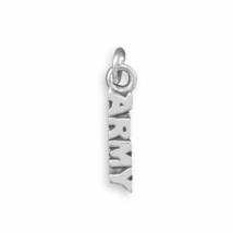 ARMY Charm Pendant Neck Anklet Piece Soldiers Memory Gift 14K White Gold Finish - £16.31 GBP