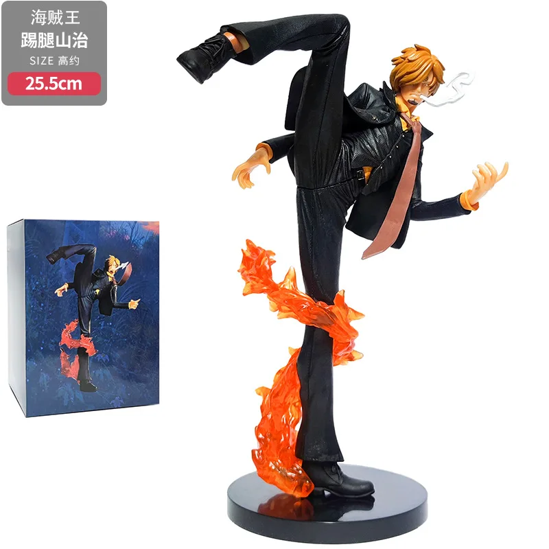 25cm Anime One Piece Sanji Black Leg Fire Battle Version Figures PVC Collectible - £18.53 GBP+