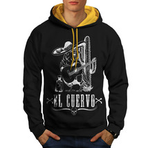 Wellcoda The Raven Mexica Mens Contrast Hoodie, Guitar Casual Jumper - £31.95 GBP