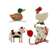 Animal Patches Lot of 4 Cat Chicken Cow Duck Vintage 60s Applique Craft ... - £14.76 GBP