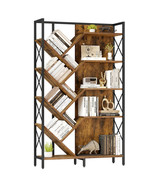 Industrial Tree Bookshelf, 5 Tier Bookcase Tall Standing Book Shelves - £292.71 GBP