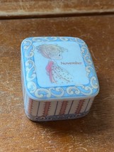 Precious Moments Small Blue Cream &amp; Tangerine Ceramic NOVEMBER Birthday Month - $10.39