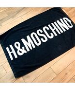 H&amp;MOSCHINO Designer Bath Sheet Beach Towel H&amp;M Moschino Black White logo... - €40,28 EUR