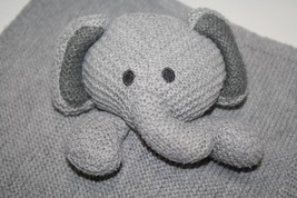 Modern Baby Elephant Gray Sweater Knit Plush Security Blanket 10&quot; Small Soft Toy - £16.74 GBP