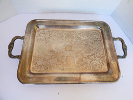 VTG Silver Plated  13.5&quot;x9.5&quot; small Serving decor Tray floral scroll pat... - $54.70