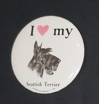 VTG I Love My Scottish Terrier Button Pin Strand Enterprises 1980 Heart Dog - $9.85