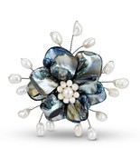 Stunning Flower of the Ocean Seashell and Pearl Floral Brooch Pin - £15.63 GBP