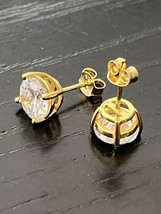2Ct Round Cut Lab Created Solitaire Stud Earrings In 14K Yellow Gold Plated - $75.45