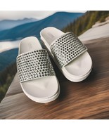 NEW Catherine Malandrino Sparkly embellishment Stolley White slides Sand... - £22.43 GBP