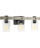 Farmhouse Bathroom Vanity 3 Light Fixture Sconce Wall Glass Black Metal ... - $79.95